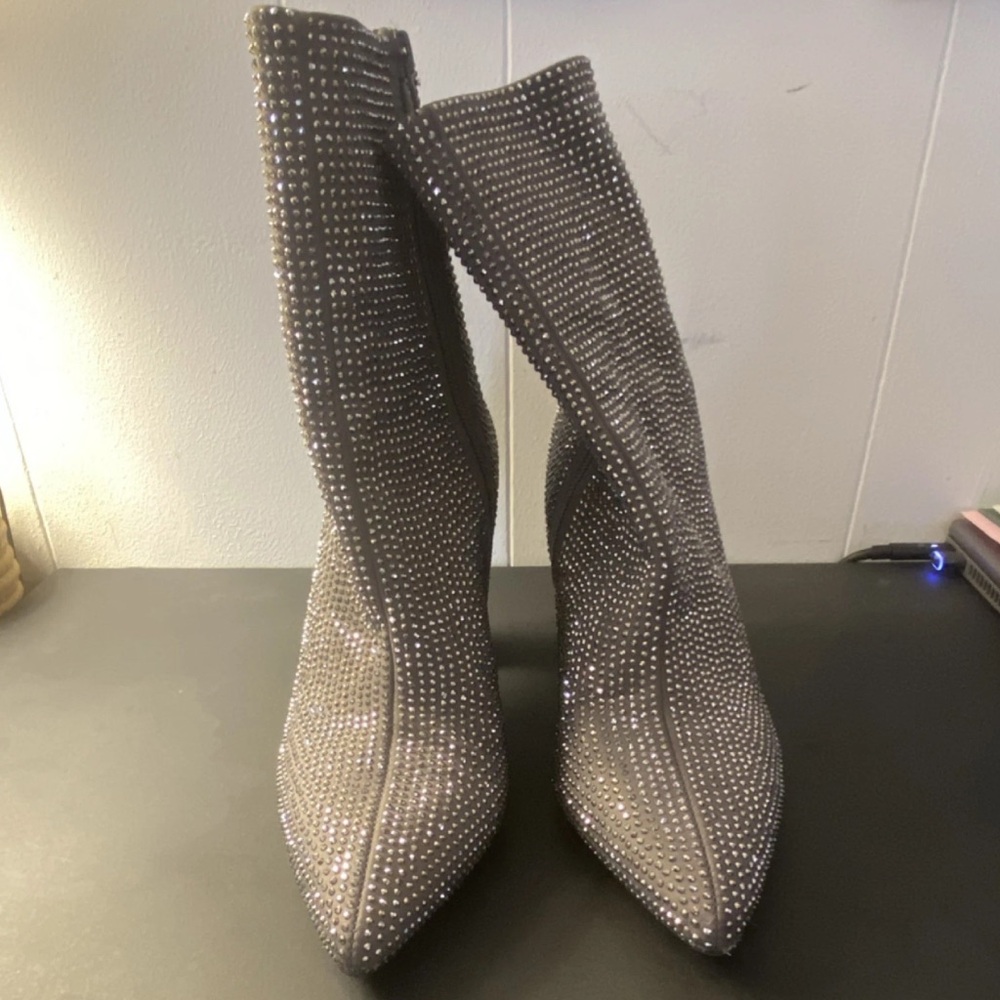 Target Silver Studded Heeled Boots 8.5 Women’s